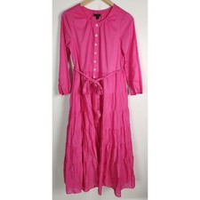 Re Imagined by J. Crew Women's Sz. XS Barbie Pink Long Sleeve Tiered Maxi Dress