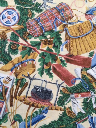 100% cotton quilt fabric vintage JOAN MESSMORE VIP Cranston outdoor camping 2+yd - Picture 14 of 22