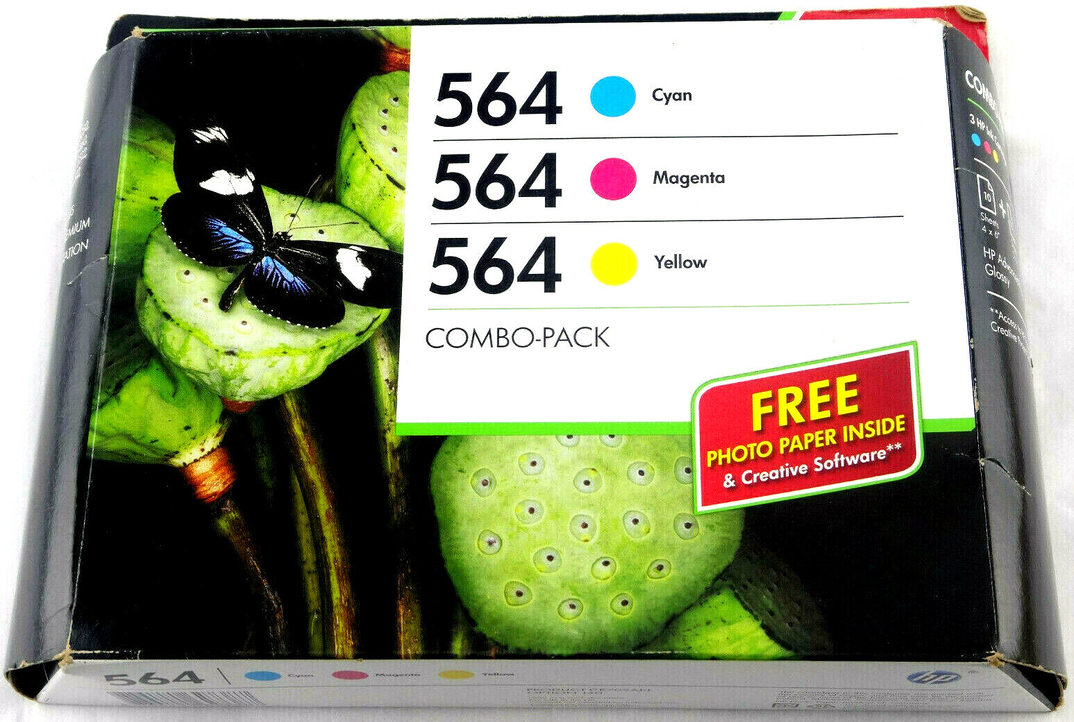 HP 564 Cyan Magenta Yellow 3-Pack Ink Cartridge CR702AN Brand New Free Shipping