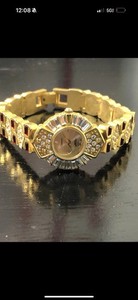 Authentic Vintage Cassant Watch Gold Plated MultiColor Crystal Pave Watch