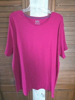 NWOT Croft & Barrow Womens The Classic Tee Knit Top Magenta Pink Sz 3X Short Slv