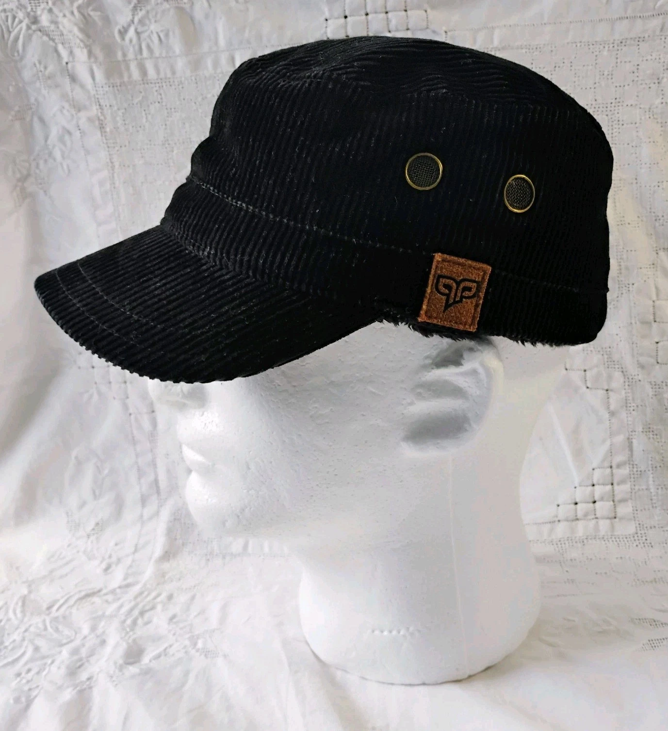 Rare The North Face Womens Fleece Lined Corduroy Military Flat Cap S Small 7.25"