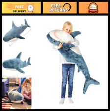 Giant 39.3-Inch Shark Plush Toy - Soft Stuffed Animal Pillow Cushion for Kids Ro