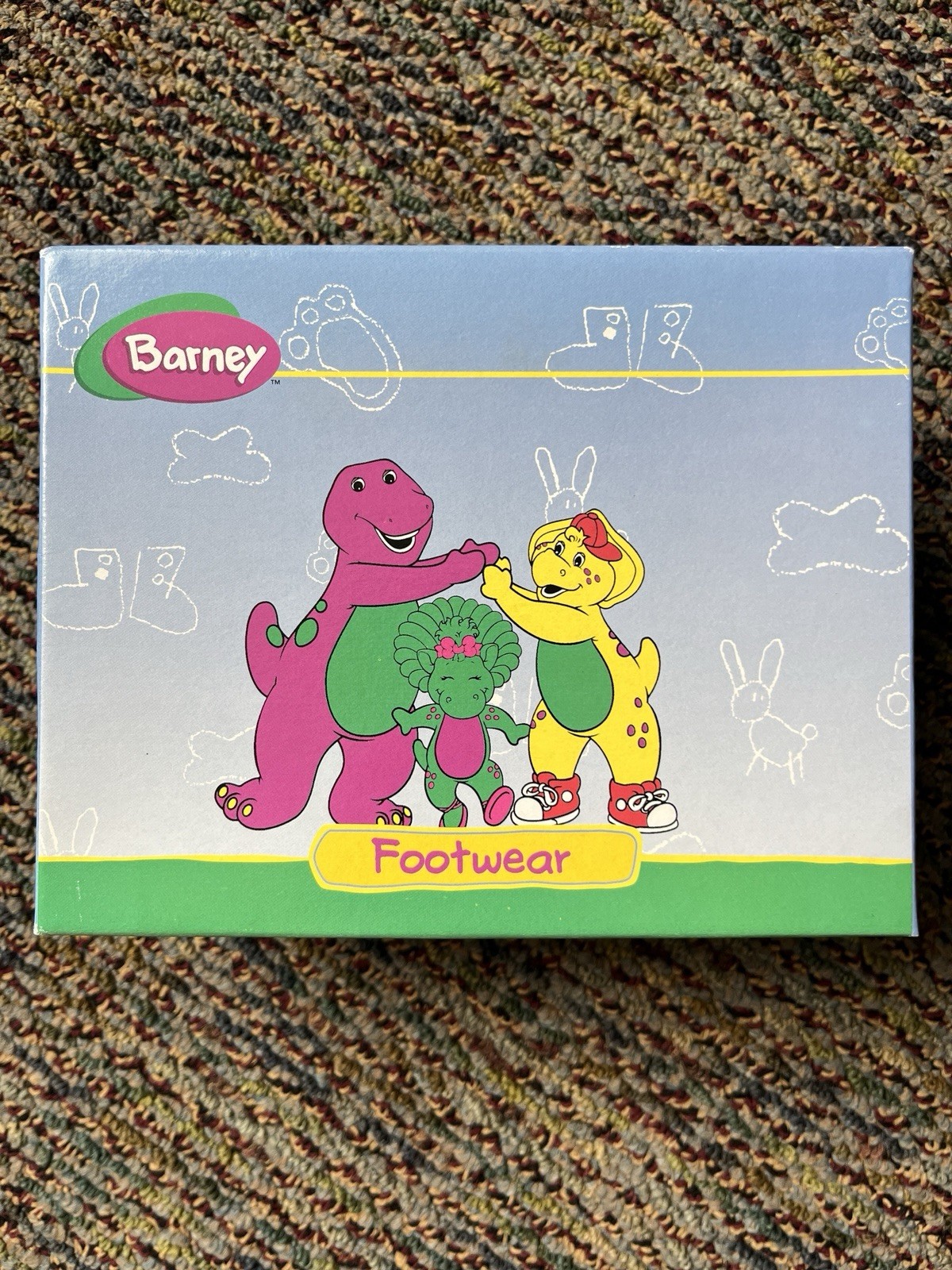 1998 Vintage Barney Eva Sandals Blue Size 6 Used In Box