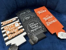 7 Beverage Holders Can & Bottle Coolers Halloween Ghost Bats Magic Ball NEW