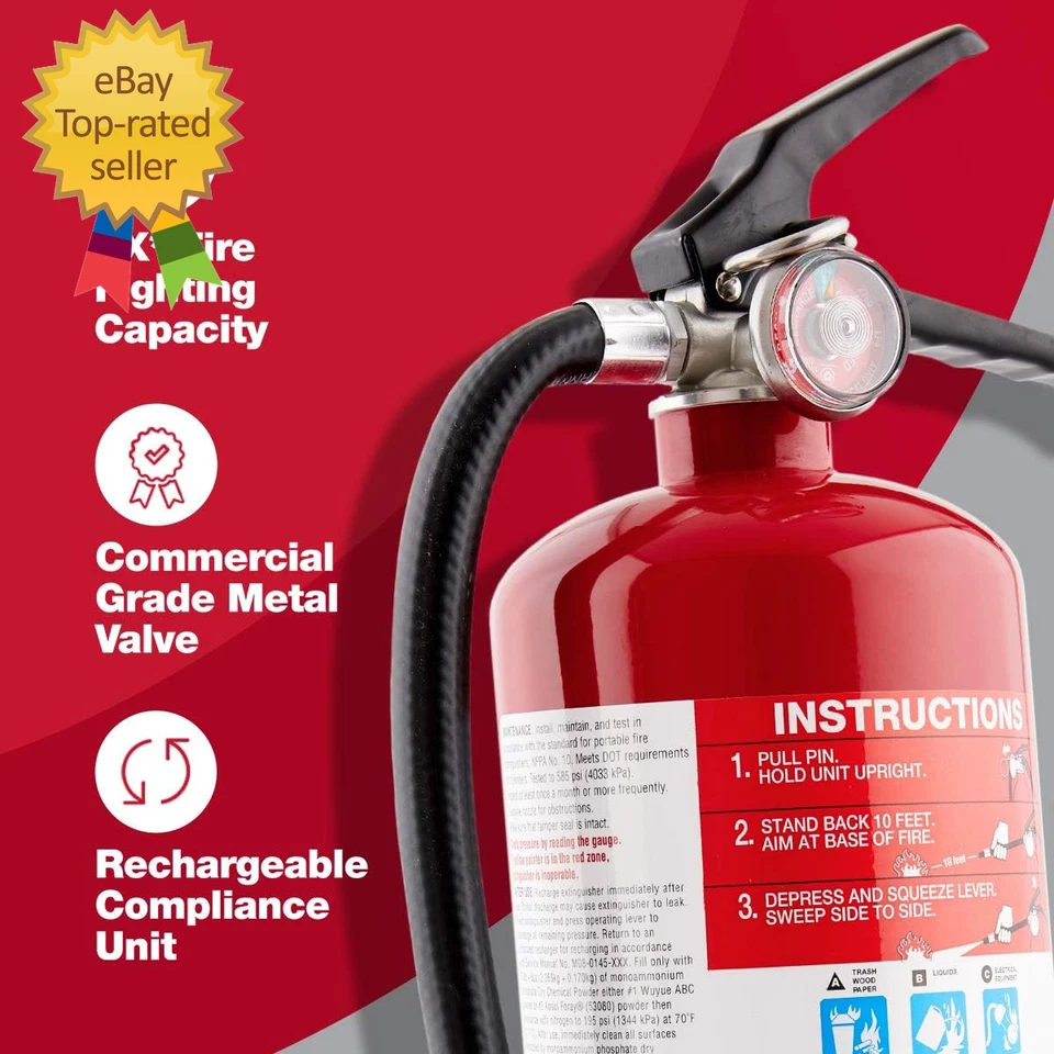 Extintor First Alert para uso doméstico y comercial, recargable de alta resistencia Foto 3 de 4