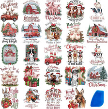 24 Sheets Vintage Christmas Rub on Transfers for Crafts, Rub on Transfers Christ