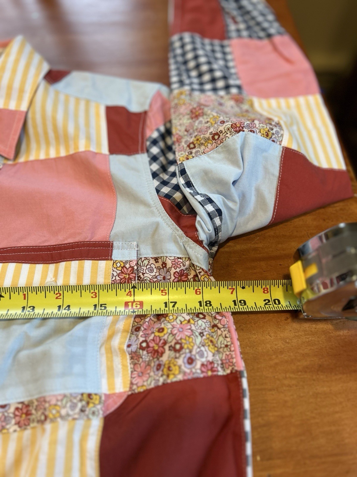 Lands End 100% Cotton Patchwork Button Front Long… - image 4