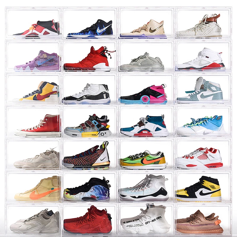 2x 4x 8x Caída Magnética Lateral Caja de Zapatos Contenedores de Almacenamiento Tenis Vitrinas Foto 2 de 4