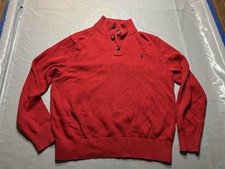 Polo Ralph Lauren Sweater Mens Large Red Mock Neck 3 Button Pullover Cotton