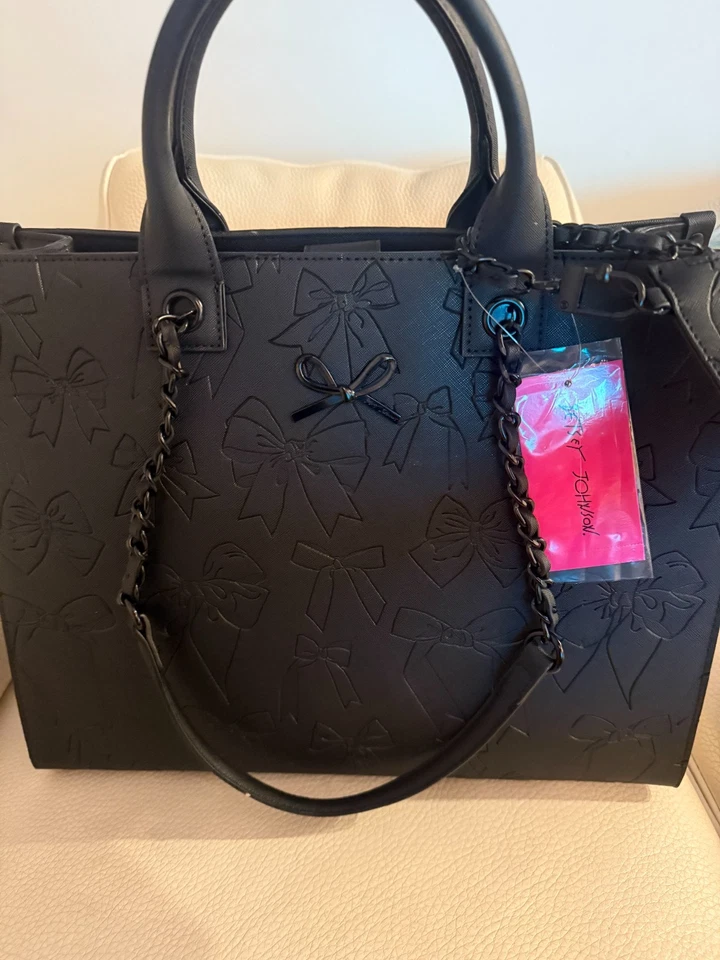 Bolso de Mano Grande Betsey Johnson XOKIARA2 Negro Arcos con Muñequera Nuevo con Etiquetas Foto 2 de 4