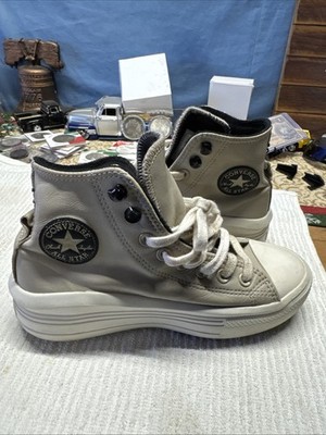 Converse Chuck Taylor All Star Move Platform Fleece-linet Leather Sneakers Sz 6