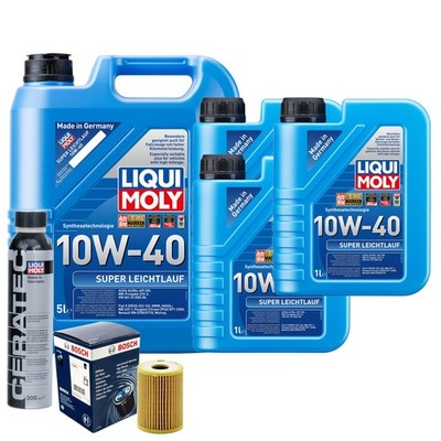 Motoröl 10W40 LIQUI MOLY Super Leichtlauf 8L+BOSCH Ölfilter +Cera Tec