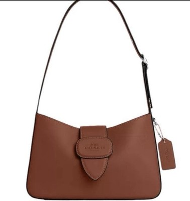 COACH Eliza Shoulder Leather Bag With Zipper Closure, Redwood, NWT