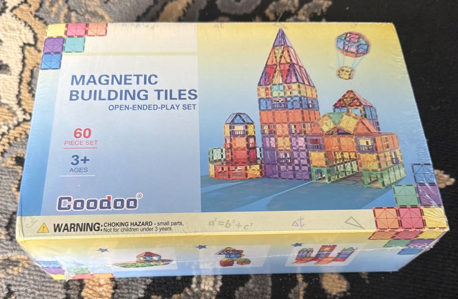 Coodoo 60 Piece Magnetic Tiles Magworld Set Stem Building Blocks ...