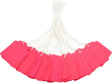 200Pcs Blank Tags with String Attached - Red Price Tags, 1.8x1.4Inch Clothing Ta