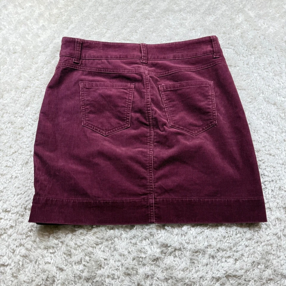 Ann Taylor LOFT 灯芯绒裙女式 4 栗色迷你学院波西米亚学院复古 — 第 2/4 张图片