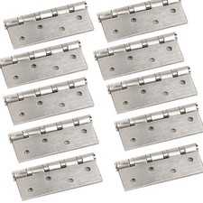 10 x STAINLESS STEEL BUTT HINGES Large 4"/100mm Internal/External Door Pair Set