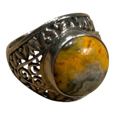 Hummel Jaspis 925 Silber filigran floral Cocktail Statement Ring Gr. 8,75 