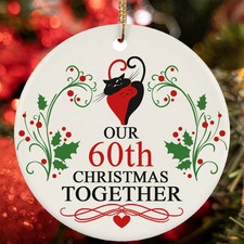 Our 60th Christmas Together Ornament Funny Cat Couple 60 Year Anniversary Gift