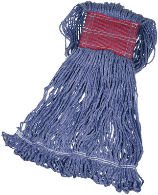 Loop-End Synthetic Mop Head, 5-Inch Headband, Large, Machine Washable, Blue, 6-P