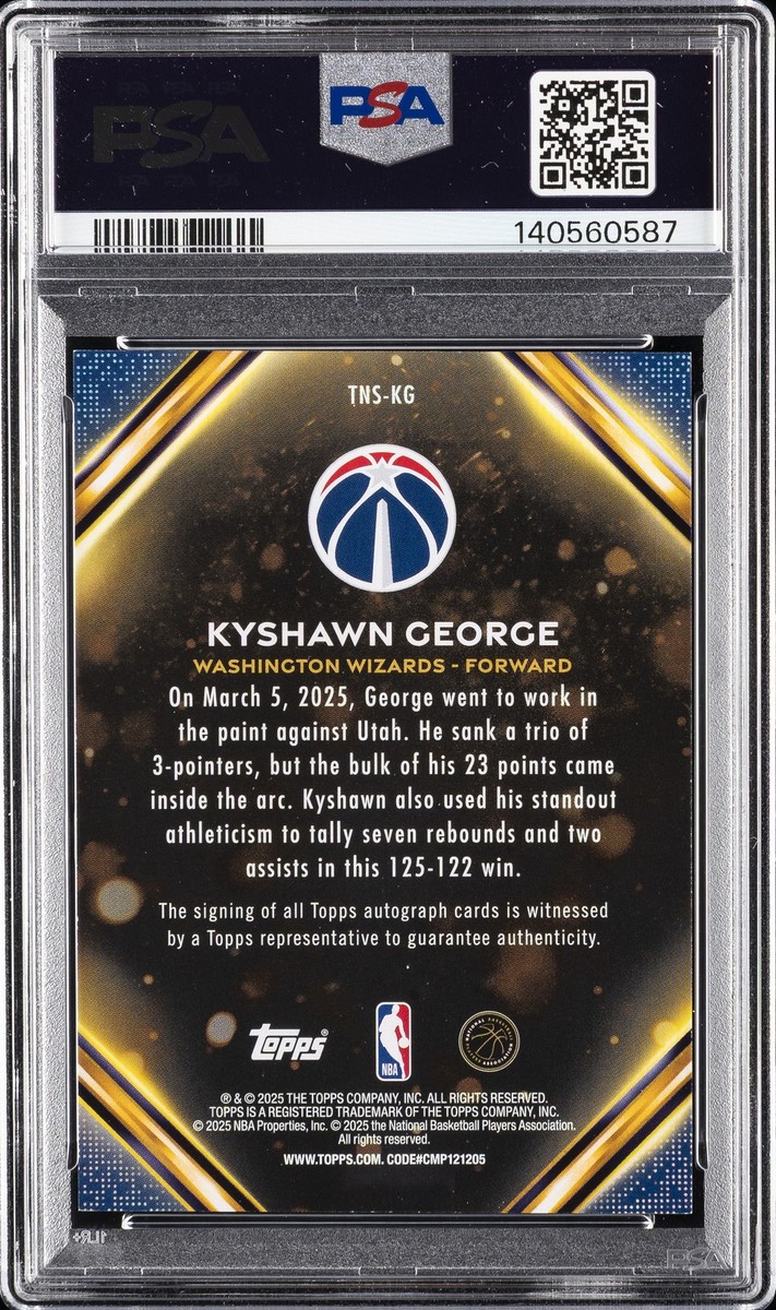 ワシントン・ナショナルズ カード サイン まとめ売り topps 2025-26 Topps - Topps Notch Signatures Kyshawn George #TNS-KG (AU