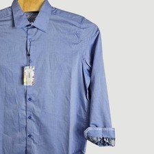 Robert Graham Wayfarer Classic Fit Mens XL Blue Stretch Button Up Shirt