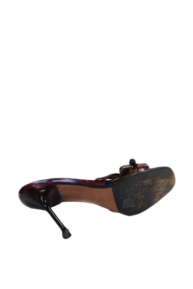 Stuart Weitzman 女式皮革蝴蝶结动物印花懒人凉鞋红色 7.5 码 — 第 4/4 张图片