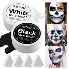 Black and White Face Paint 6pcs Halloween Makeup Kit, Professional Oil-Based Ful