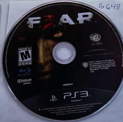 F.E.A.R. 3 Sony PlayStation 3 PS3 Disc Only #G648