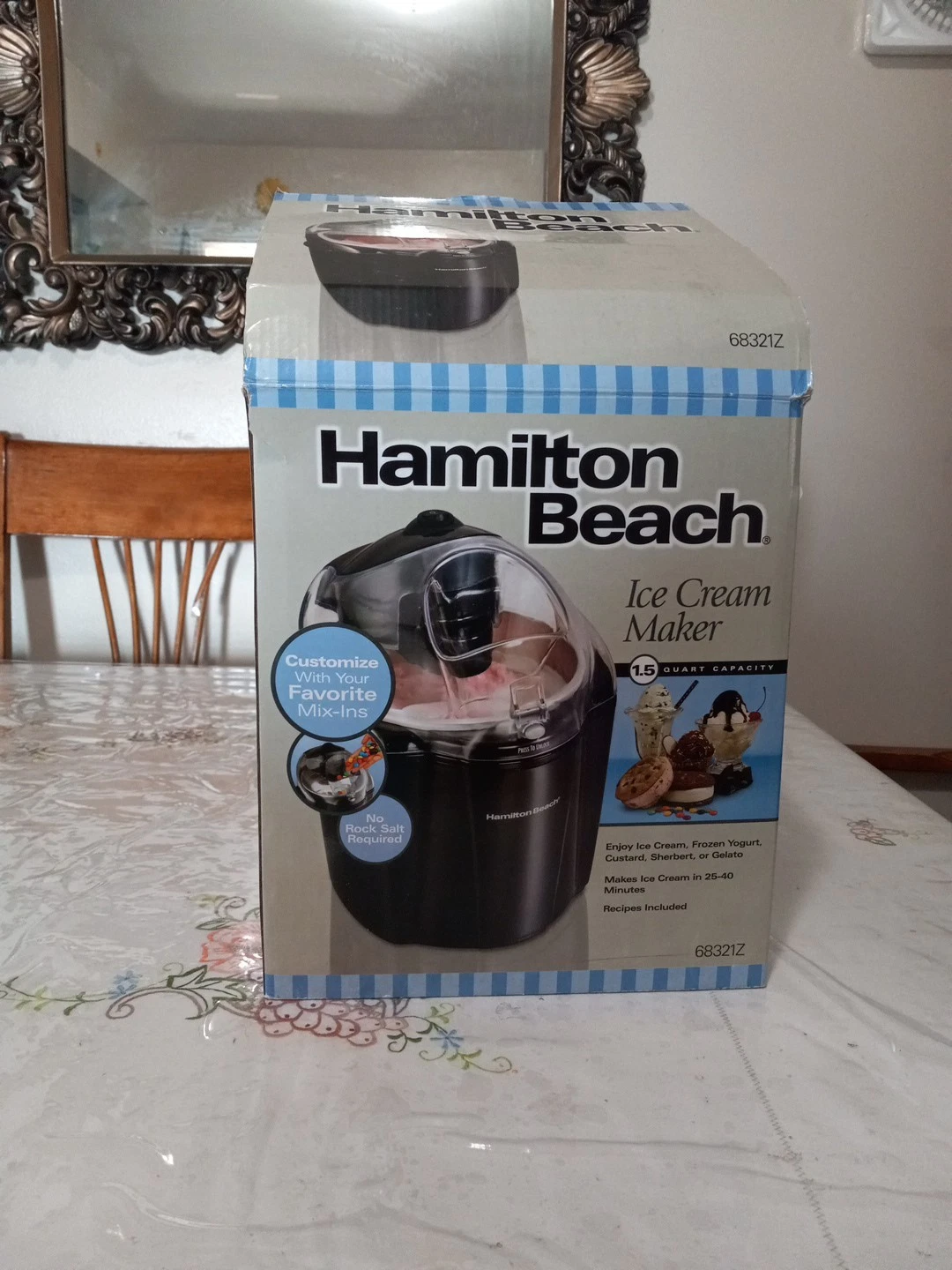 Hamilton Beach 68321 Ice Cream Maker, 1.5-Quart, Black - New, Open Box