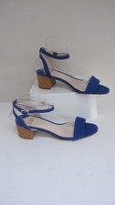 FAITH SIZE 7 SANDALS-ROYAL BLUE SUEDE TEXTILE UPPER- HEEL - HARDLY WORN - VGC