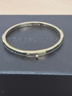 Michael Kors Gold Tone & aqua crystal Hinged Bangle Bracelet missing padlock HAI