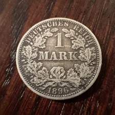 Germany 1896 Silver 1 Mark coin.