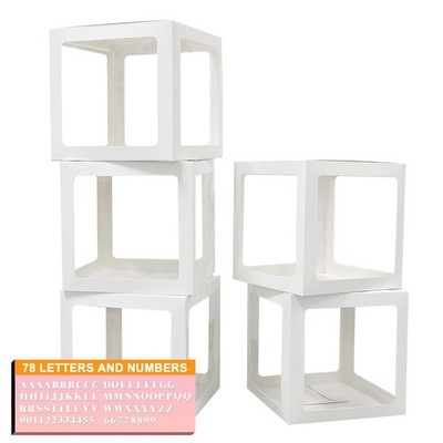 Thickened 5 PCs White Transparent Balloon Boxes with 78 Letters & Numbers for...
