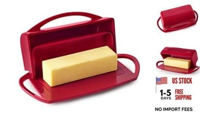 Better Dish Flip Top Butter Dish with Attached Lid - Holds 2 Sticks, Fits Red