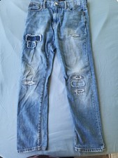 Polo Ralph Lauren Jeans Kids 14 Blue Patchwork Straight Distressed Denim