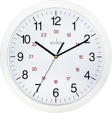 Image of Acctim Metro 12" Wall Clock Quartz 12/24 Hour Dial Easy Read Numbers White 30cm