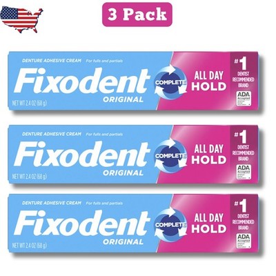 Pack of 3 Fixodent Complete Original Denture Adhesive Cream, 2.4 oz