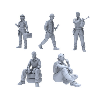 LYTR24029 1/24 Auto Repair Scene 5PCS Mechanic Figures Garage 1set