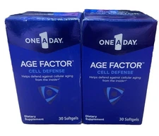 One A Day Age Factor Cell Defense Supplement 30 Softgels Each Exp 03/26 2 Boxes