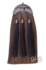 Brown Horse Hair Sporran Cow Cantle Three Black Tassels Bagpiper Kilt Sporran