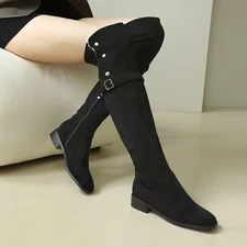 Women's New Winter Boots Round Toe Over The Knee Suede Leather Knee High Toobts