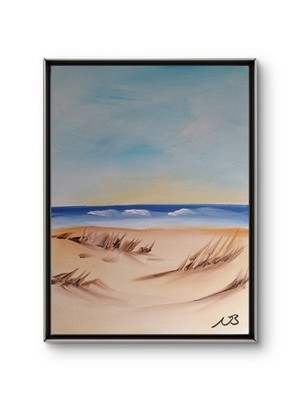 SANDY BEACH COAST 12x16 ABSTRACT EXPRESSIONIST ORIGINAL HAND PAINTED CANVAS