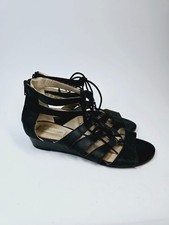 RJR JOHN ROCHA Black Leather Lace Up Wedge Shoes Size 4 UK 
