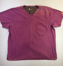 Carhartt Medical Scrub Top V-Neck Short Sleeve Pocket Purple/Maroon Size Large L
