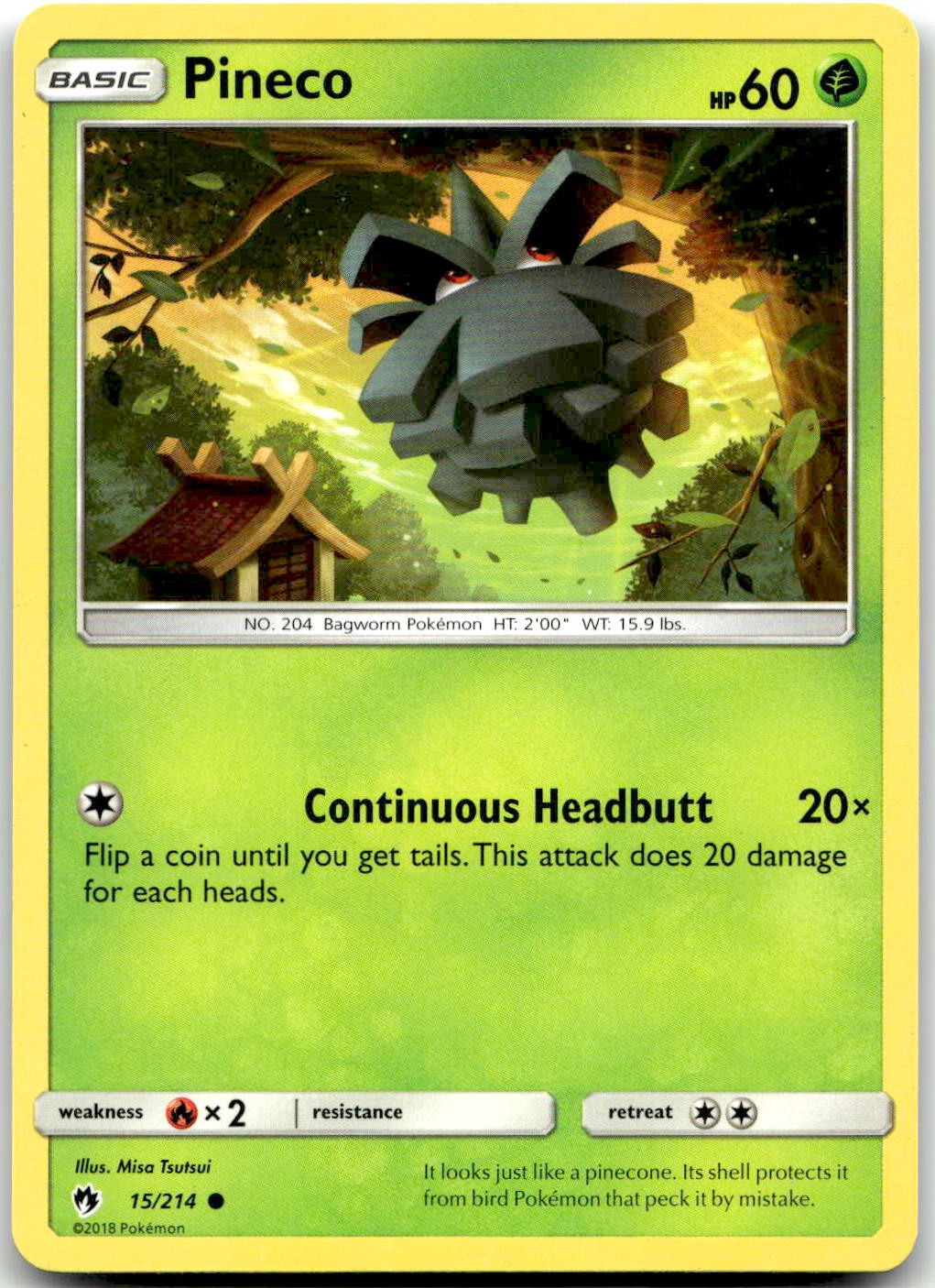 Pokemon Pineco Lost Thunder SM8 #15/214 Common LP $SALE$!