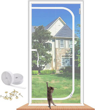 Cat Screen Door 47X87'' Reinforced Cat Resistant Mesh Creen Door Zipper Pets Pro