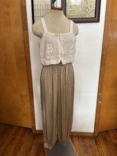 ZARA: NWOT Satin Ballon Harem Pants Sz.M MATTE METALLIC BEIGE