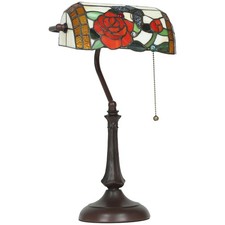 HOMCOM Tiffany-Style Stained Glass Table Lamp, Handcrafted Antique Bedside